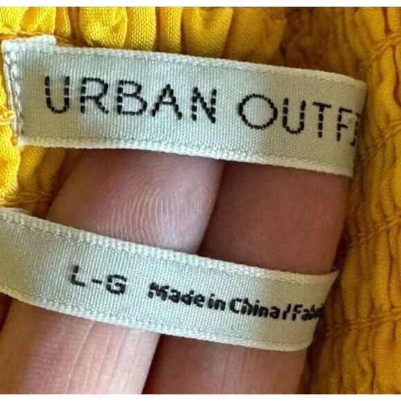 Urban outfitters Sun Dress Yellow, Scoop Neck Midi Side Button Cotton SZ L #2018 - Picture 6 of 13